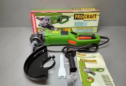 Фото 1- Машина кутова шліфувальна Procraft PW-2550 230 мм (поворотна ручка)