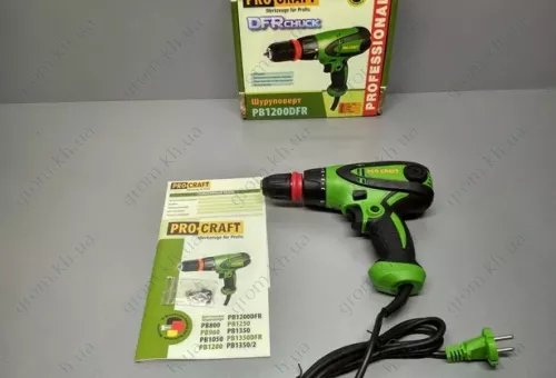Фото 1- Шуруповерт мережевий Procraft PB-1200 DFR (знімний патрон)