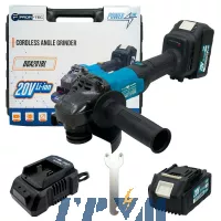 Аккумуляторная угловая шлифовальная машина PROFI-TEC DGA201BL POWERLine (2×PT2040EP (4.0 Ач), зарядное устройство)