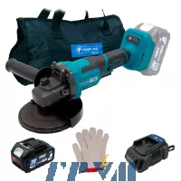 Аккумуляторная угловая шлифовальная машина PROFI-TEC PGA202 POWERLine (1×PT2040MP (4.0 Ач), зарядное устройство)